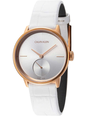 Buy Shop Calvin Klein Accent Silver Dial White Leather Strap Watch for Women - K2Y216K6 USA Online
