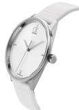 Calvin Klein Accent Silver Dial White Leather Strap Watch for Men - K2Y2X1KW