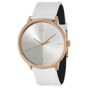 Buy Shop Calvin Klein Accent White Dial White Leather Strap Watch for Women - K2Y2X6K6 USA Online