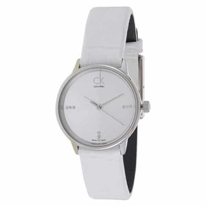 Buy Shop Calvin Klein Accent White Dial White Leather Strap Watch for Women - K2Y2Y1K6 USA Online