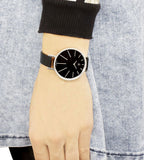 Buy Shop Calvin Klein Equal Black Dial Black Leather Strap Watch for Women - K3E231C1 USA Online