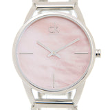 Buy Shop Calvin Klein Stately Pink Mother of Pearl Dial Silver Steel Strap Watch for Women - K3G2312E USA Online