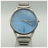 Buy Shop Calvin Klein Stately Blue Mother of Pearl Dial Silver Steel Strap Watch for Women - K3G2312N USA Online