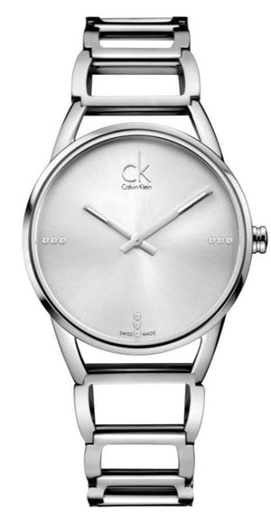 Buy Shop Calvin Klein Stately Silver Dial Silver Steel Strap Watch for Women - K3G2312W USA Online
