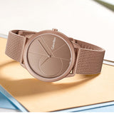 Buy Shop Calvin Klein Minimal Quartz Pink Gold Dial Pink Gold Mesh Bracelet Watch for Men - K3M11TFK USA Online