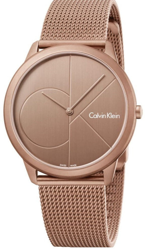 Buy Shop Calvin Klein Minimal Quartz Pink Gold Dial Pink Gold Mesh Bracelet Watch for Men - K3M11TFK USA Online