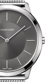 Buy Shop Calvin Klein Minimal Grey Dial Silver Mesh Bracelet Watch for Men - K3M51154 USA Online