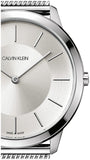 Buy Shop Calvin Klein Minimal Silver Dial Silver Mesh Bracelet Watch for Men - K3M21126 USA Online