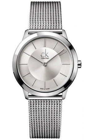 Buy Shop Calvin Klein Minimal Silver Dial Silver Mesh Bracelet Watch for Men - K3M21126 USA Online