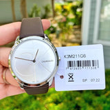 Buy Shop Calvin Klein Minimal Silver Dial Brown Leather Strap Watch for Men - K3M211G6 USA Online