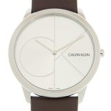 Buy Shop Calvin Klein Minimal Silver Dial Brown Leather Strap Watch for Men - K3M211G6 USA Online