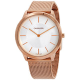 Buy Shop Calvin Klein Minimal White Dial Rose Gold Mesh Bracelet Watch for Men - K3M21626 USA Online