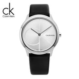 Buy Shop Calvin Klein Minimal Silver Dial Black Leather Strap Watch for Men - K3M221CY USA Online