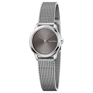 Buy Shop Calvin Klein Minimal Grey Dial Silver Mesh Bracelet Watch for Women - K3M221Y3 USA Online