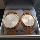 Buy Shop Calvin Klein Minimal Silver Dial Gold Mesh Bracelet Watch for Women - K3M22526 USA Online