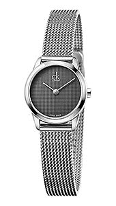 Buy Shop Calvin Klein Minimal Grey Dial Silver Mesh Bracelet Watch for Women - K3M2312X USA Online