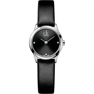 Buy Shop Calvin Klein Minimal Black Dial Black Leather Strap Watch for Women - K3M231CS USA Online