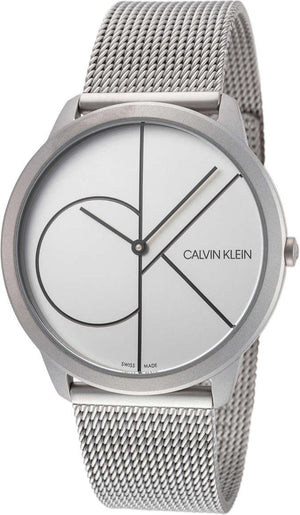 Buy Shop Calvin Klein Minimal White Dial Silver Mesh Bracelet Watch for Men - K3M5115X USA Online