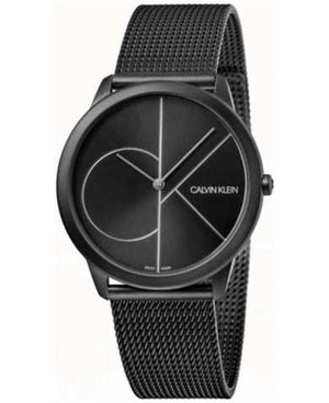 Buy Shop Calvin Klein Minimal Black Dial Black Mesh Bracelet Watch for Men - K3M5145X USA Online