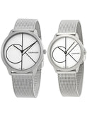 Buy Shop Calvin Klein Minimal White Dial Silver Mesh Bracelet Watch for Men - K3M5115X USA Online