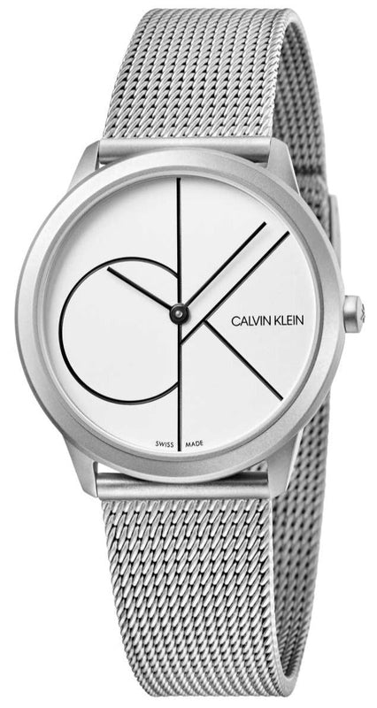 Buy Shop Calvin Klein Minimal White Dial Silver Mesh Bracelet Watch for Women - K3M5215X USA Online