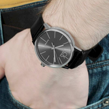 Buy Shop Calvin Klein Minimal Black Dial Black Leather Strap Watch for Men - K7621107 USA Online