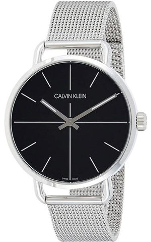 Buy Shop Calvin Klein Even Black Dial Silver Mesh Bracelet Watch for Women - K7B21121 USA Online