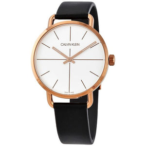 Buy Shop Calvin Klein Even White Dial Black Leather Strap Watch for Women - K7B216C6 USA Online