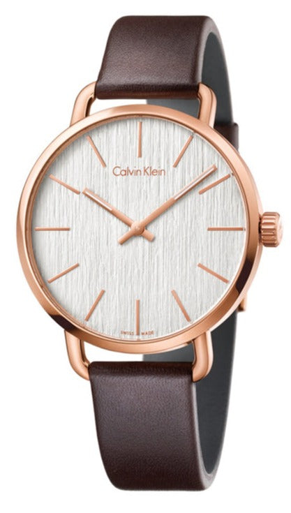Buy Shop Calvin Klein Even Silver Dial Brown Leather Strap Watch for Men - K7B216G6 USA Online