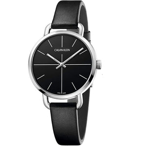 Buy Shop Calvin Klein Even Black Dial Black Leather Strap Watch for Women - K7B231CZ USA Online