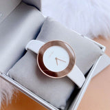 Calvin Klein Chic White Dial White Leather Strap Watch for Women - K7N236K2