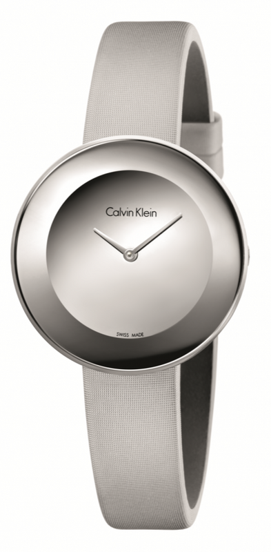 Buy Shop Calvin Klein Chic Silver Dial White Leather Strap Watch for Women - K7N23UP8 USA Online