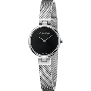 Buy Shop Calvin Klein Authentic Black Dial Silver Mesh Bracelet Watch for Women - K8G23121 USA Online