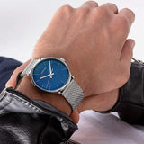 Buy Shop Calvin Klein High Noon Chronograph Blue Dial Silver Mesh Bracelet Watch for Men - K8M2712N USA Online