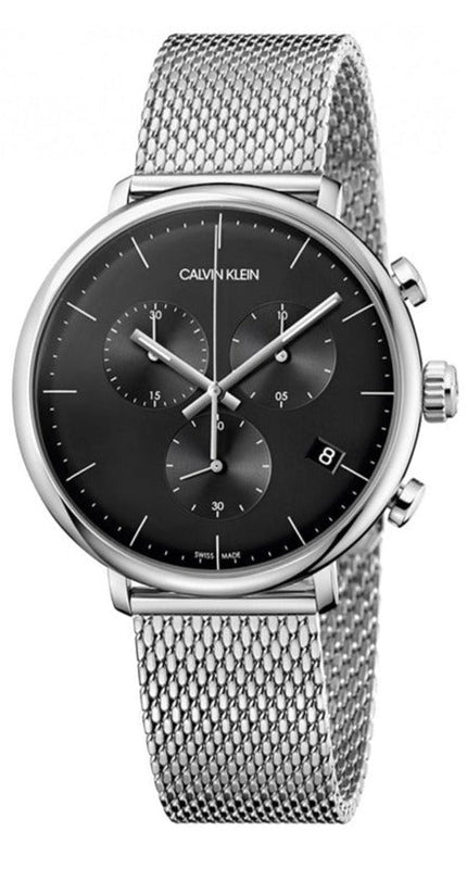 Buy Shop Calvin Klein High Noon Chronograph Black Dial Silver Mesh Bracelet Watch for Men - K8M27121 USA Online