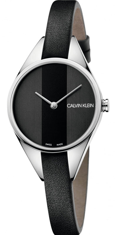 Buy Shop Calvin Klein Rebel Black Grey Dial Black Leather Strap Watch for Women - K8P231C1 USA Online