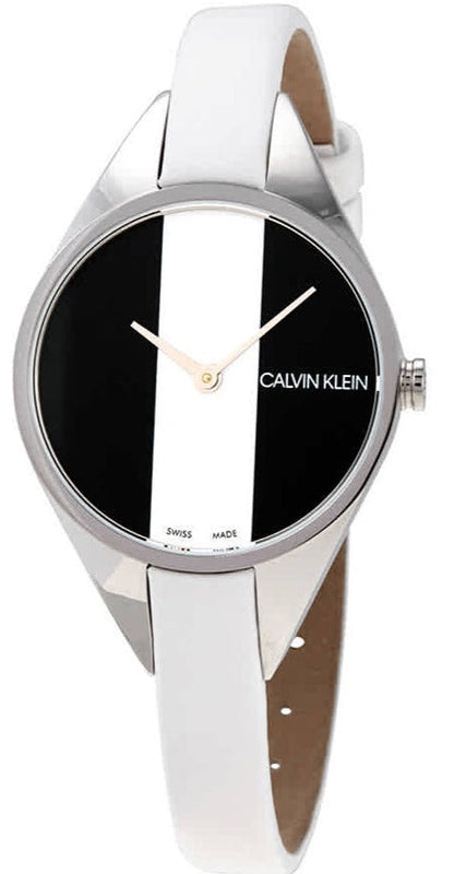 Buy Shop Calvin Klein Rebel White Black Dial White Leather Strap Watch for Women - K8P231L1 USA Online