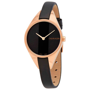 Buy Shop Calvin Klein Rebel Black Dial Black Leather Strap Watch for Women - K8P236C1 USA Online