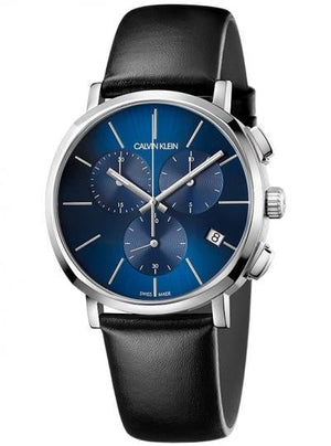 Buy Shop Calvin Klein Chronograph Blue Dial Black Leather Strap Watch for Men - K8Q371CN USA Online