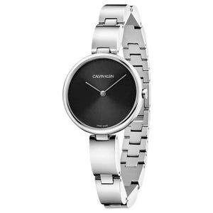 Buy Shop Calvin Klein Wavy Black Dial Silver Steel Strap Watch for Women - K9U23141 USA Online