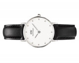 Buy Shop Daniel Wellington Classy Sheffield White Dial Black Leather Strap Watch For Women - DW00100068 USA Online