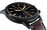 Fossil Townsman Chronograph Black Dial Brown Leather Strap Watch for Men - FS5437