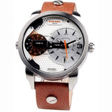 Buy Shop Diesel Mini Daddy Silver Dial Brown Leather Strap Watch For Men - DZ7309 USA Online
