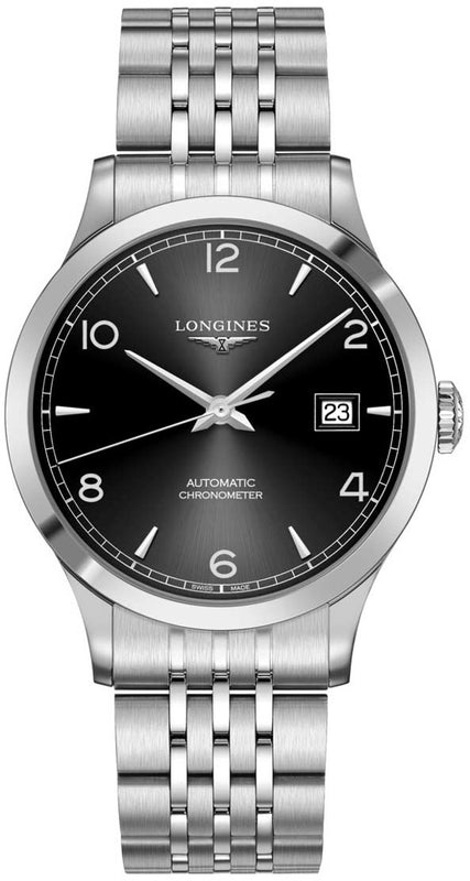 Buy Shop Longines Record Black Dial Automatic Stainless Steel 40mm Watch for Men - L2.821.4.56.6 USA Online