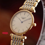 Longines La Grande Classique Quartz Gold Dial Two Tone Mesh Bracelet Watch for Women - L4.209.2.32.7