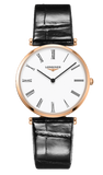 Longines La Grande Classique De Longines White Dial Black Leather Strap Watch for Women - L4.755.1.91.2