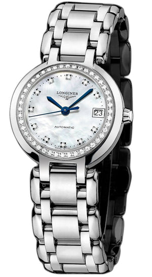 Buy Shop Longines PrimaLuna 26.5mm Automatic White Mother of Pearl Dial Silver Stainless Steel Watch for Women - L8.111.0.87.6 USA Online