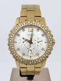 Buy Shop Guess Dazzler Diamonds Silver Dial Gold Steel Strap Watch for Women - W0335L2 USA Online