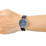 Buy Shop Emporio Armani Gianni T Bar Analog Blue Dial Black Leather Strap Watch For Women - AR1989 USA Online