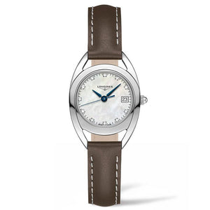Buy Shop Longines Equestrian Mother of Pearl Dial Brown Leather Strap Watch for Women - L6.136.4.87.2 USA Online